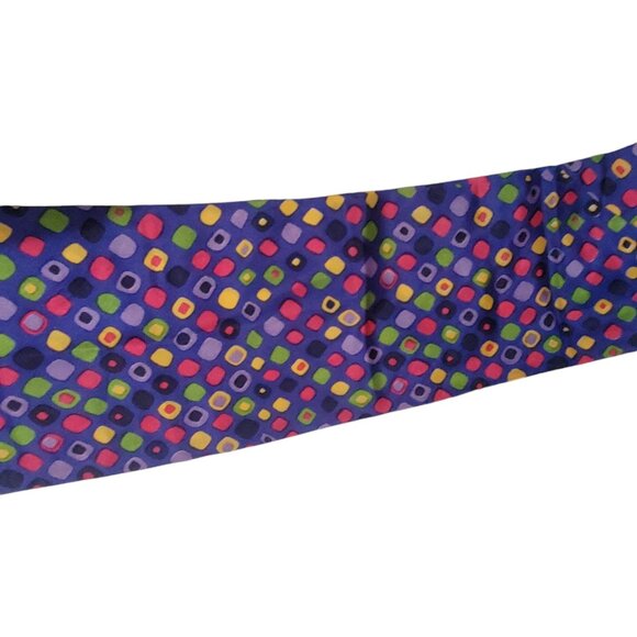 Vtg Hand-Printed Silk Neck Scarf With Colorful Geometric Pattern Japan Acetate - Picture 9 of 16